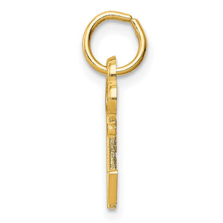 14k Yellow Gold Letter V Key Charm
