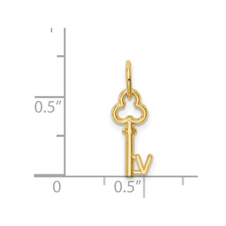 14k Yellow Gold Letter V Key Charm