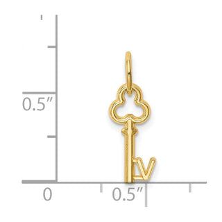 14k Yellow Gold Letter V Key Charm