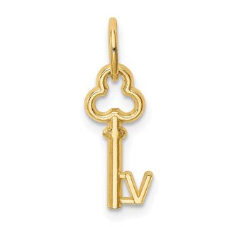 14k Yellow Gold Letter V Key Charm