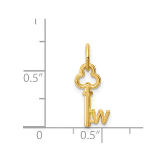 14k Yellow Gold Letter W Key Charm