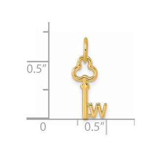 14k Yellow Gold Letter W Key Charm