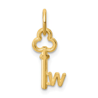 14k Yellow Gold Letter W Key Charm