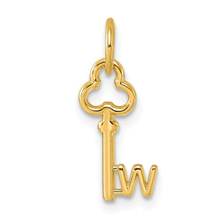 14k Yellow Gold Letter W Key Charm