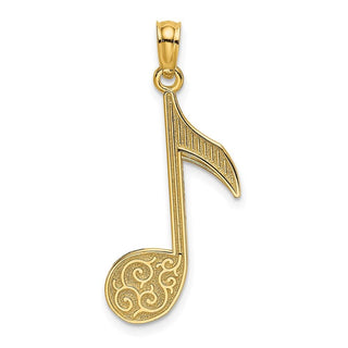 14k Yellow Gold Music Note Pendant K3498