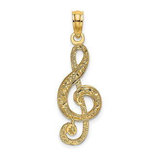 14k Yellow Gold Treble Clef Pendant K3499