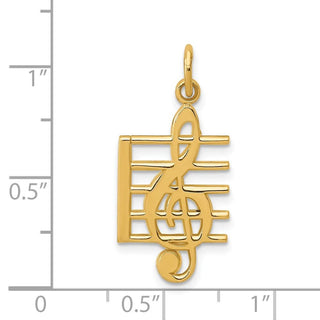 14k Yellow Gold Musical Staff Charm