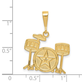 14k Yellow Gold Drum Set Pendant K3514