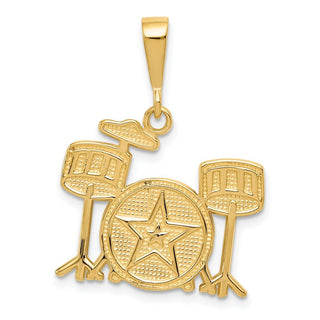 14k Yellow Gold Drum Set Pendant K3514