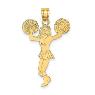 14k Yellow Gold Cheerleader w/Pom-Poms Pendant K3523
