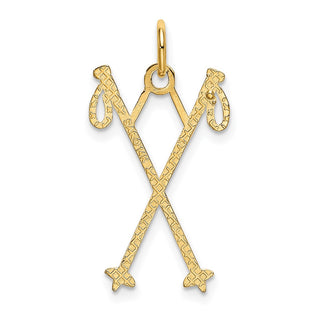 14k Yellow Gold Ski Poles Charm