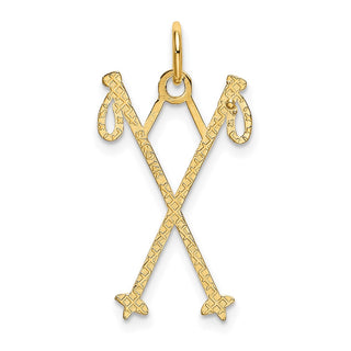 14k Yellow Gold Ski Poles Charm