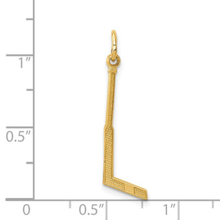 14k Yellow Gold Goalie Stick Charm