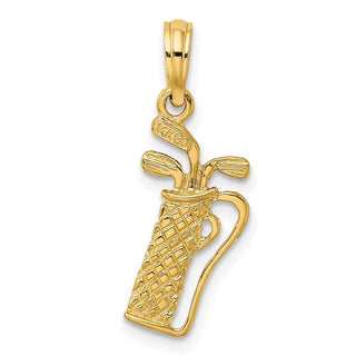 14k Yellow Gold Golf Bag w/Clubs Pendant