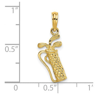 14k Yellow Gold Golf Bag w/Clubs Pendant