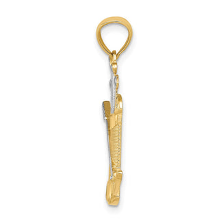 Mens 14k Yellow Gold And Rhodium Golf Bag Pendant