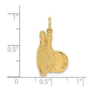 14k Yellow Gold Bowling Pins Charm