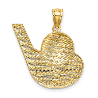 Mens 14k Yellow Gold And Rhodium Golf Pendant