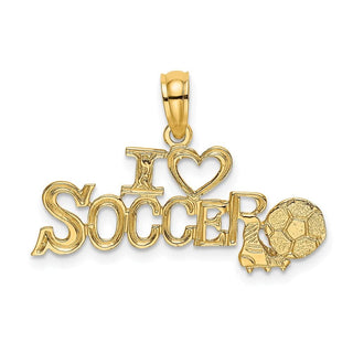 14k Yellow Gold I Heart Soccer w/Soccer Ball Pendant