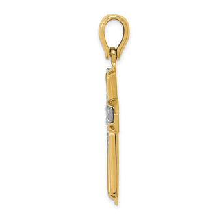 14k Yellow and White Gold Solid Passion Cross Pendant