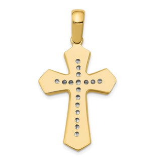 14k Yellow and White Gold Solid Passion Cross Pendant