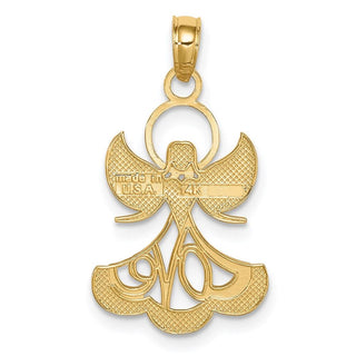 14k Yellow Gold And Rhodium Love Angel Pendant