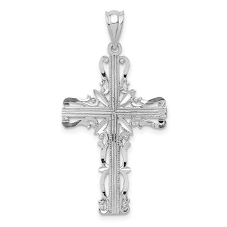14k White Gold Latin Cross Pendant K376