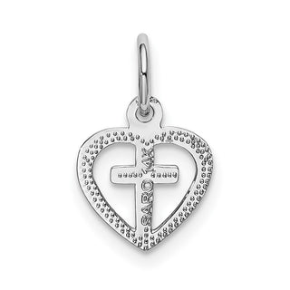 14k White Gold Cross In Heart Charm K384