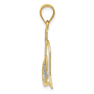 14k Yellow Gold And Rhodium Butterfly In Heart Pendant K3979
