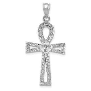 14k White Gold Ankh Cross Pendant K400