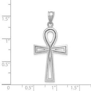 14k White Gold Ankh Cross Pendant K400