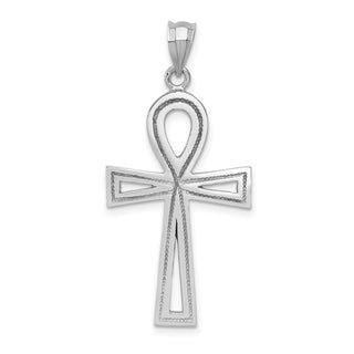 14k White Gold Ankh Cross Pendant K400