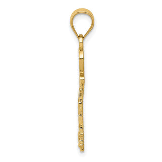 14k Yellow Gold Diamond-Cut Key Pendant