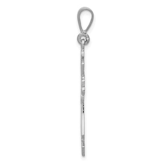 14k White Gold Fleur De Lis Cross Pendant K407