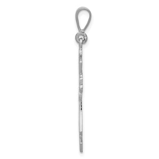 14k White Gold Fleur De Lis Cross Pendant K407