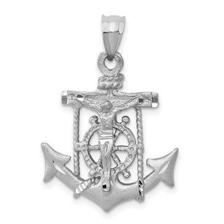 14k White Gold Mariners Cross Pendant K408