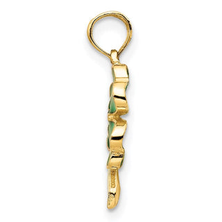 14k Yellow Gold 4-Leaf Clover Enameled Pendant K4097
