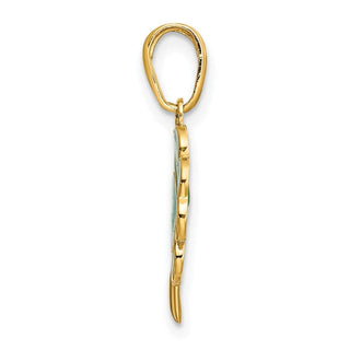 14k Yellow Gold 4-Leaf Clover Enameled Pendant K4098