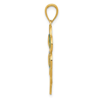 14k Yellow Gold 4-Leaf Clover Pendant w/Enameled Tips