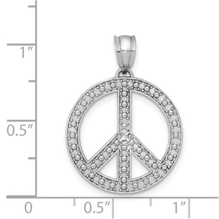 14k White Gold Peace Symbol Pendant