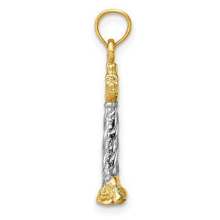 Mens 14k Yellow Gold And Rhodium 3-D Cape Hatteras Lighthouse Pendant