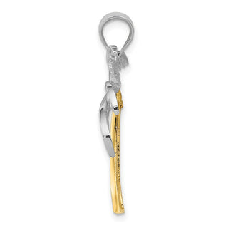 14k Yellow and White Gold Palm Tree Pendant