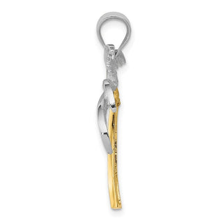 14k Yellow and White Gold Palm Tree Pendant