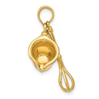 14k Yellow Gold 3-D Black Enameled Measuring Cup and Whisk Pendant