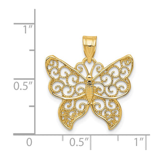 14k Yellow Gold Filigree Butterfly Pendant