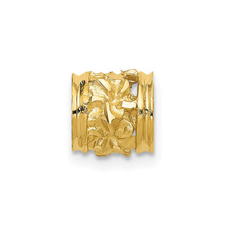 14k Yellow Gold Diamond-cut Mini Plumeria Barrel Chain Slide Pendant