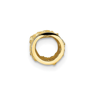 14k Yellow Gold Diamond-cut Mini Plumeria Barrel Chain Slide Pendant