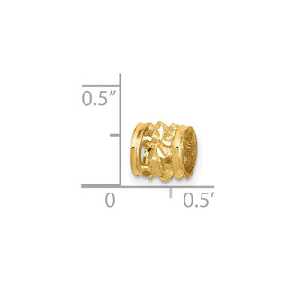 14k Yellow Gold Diamond-cut Mini Plumeria Barrel Chain Slide Pendant