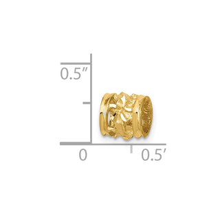 14k Yellow Gold Diamond-cut Mini Plumeria Barrel Chain Slide Pendant