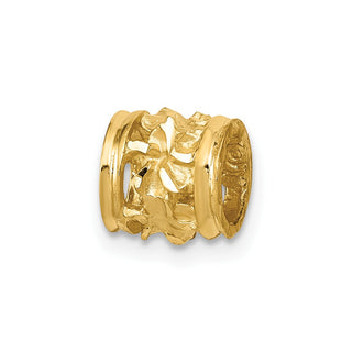 14k Yellow Gold Diamond-cut Mini Plumeria Barrel Chain Slide Pendant